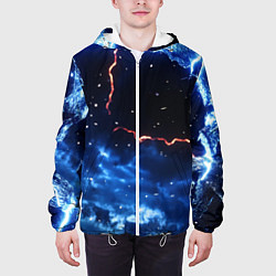 Куртка с капюшоном мужская Звезды и молнии в разломе плит, цвет: 3D-белый — фото 2