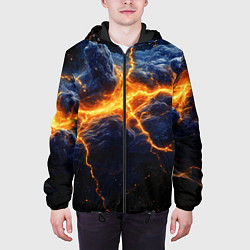 Куртка с капюшоном мужская Молнии в разбитом небе, цвет: 3D-черный — фото 2