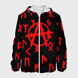 Куртка с капюшоном мужская Анархия символы, цвет: 3D-белый