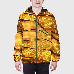 Куртка с капюшоном мужская Золотая текстура с блестками, цвет: 3D-черный — фото 2