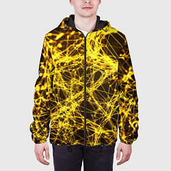 Куртка с капюшоном мужская Золотые нити текстура, цвет: 3D-черный — фото 2