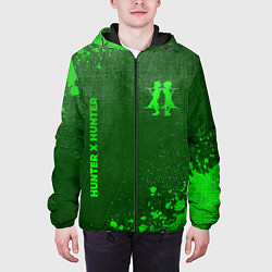 Куртка с капюшоном мужская Hunter x Hunter - green gradient вертикально, цвет: 3D-черный — фото 2