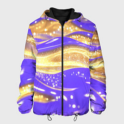Куртка с капюшоном мужская Фиолетово-золотая жидкая текстура, цвет: 3D-черный