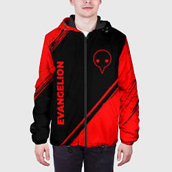 Куртка с капюшоном мужская Evangelion - red gradient вертикально, цвет: 3D-черный — фото 2