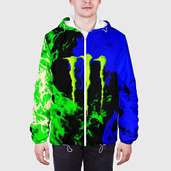 Куртка с капюшоном мужская Monster energy кислотный огонь, цвет: 3D-белый — фото 2