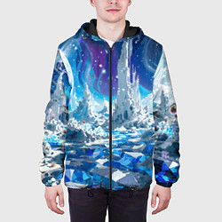 Куртка с капюшоном мужская Космический фантастический пейзаж, цвет: 3D-черный — фото 2