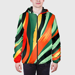 Куртка с капюшоном мужская Тропическая жаркая абстракция, цвет: 3D-черный — фото 2