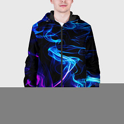 Куртка с капюшоном мужская Color blue pink, цвет: 3D-черный — фото 2