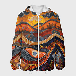 Куртка с капюшоном мужская Горы и холмы в виде узоров, цвет: 3D-белый