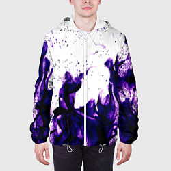 Куртка с капюшоном мужская Фиолетовый огонь текстура, цвет: 3D-белый — фото 2