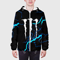 Куртка с капюшоном мужская Monster energy неоновые молнии, цвет: 3D-белый — фото 2