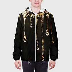 Куртка с капюшоном мужская Мед на коричневой текстуре, цвет: 3D-белый — фото 2