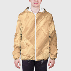 Куртка с капюшоном мужская Бежевая текстура каменная мрамор, цвет: 3D-белый — фото 2