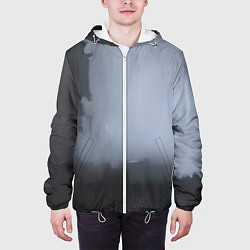 Куртка с капюшоном мужская Абстракция с серым и черным, цвет: 3D-белый — фото 2
