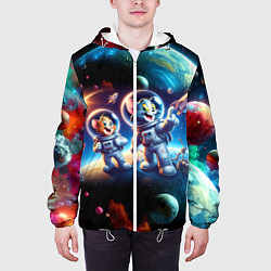 Куртка с капюшоном мужская Космонавты Том и Джерри в неоновом космосе, цвет: 3D-белый — фото 2