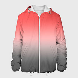 Куртка с капюшоном мужская Бледный красно-серый градиент, цвет: 3D-белый