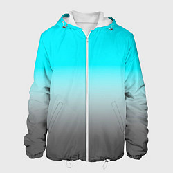 Куртка с капюшоном мужская Серо-голубой светлый градиент, цвет: 3D-белый