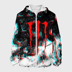 Куртка с капюшоном мужская Monster energy огонь глитч, цвет: 3D-белый