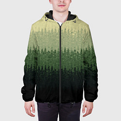 Куртка с капюшоном мужская Зелёный полосами от светлого к тёмному текстурные, цвет: 3D-черный — фото 2