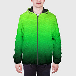 Куртка с капюшоном мужская Градиент мозаика зелёный в тёмный, цвет: 3D-черный — фото 2