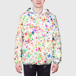 Куртка с капюшоном мужская Белый с разноцветными брызгами, цвет: 3D-белый — фото 2