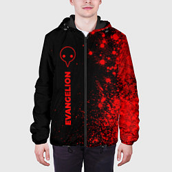 Куртка с капюшоном мужская Evangelion - red gradient по-вертикали, цвет: 3D-черный — фото 2