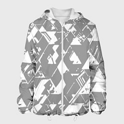 Куртка с капюшоном мужская Светлый серый геометричный паттерн, цвет: 3D-белый