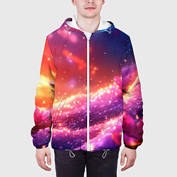 Куртка с капюшоном мужская Фиолетовые и красные оттенки текстура, цвет: 3D-белый — фото 2