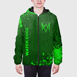 Куртка с капюшоном мужская Watch Dogs - green gradient вертикально, цвет: 3D-черный — фото 2