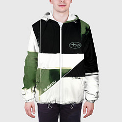 Куртка с капюшоном мужская Subaru эмблема, цвет: 3D-белый — фото 2