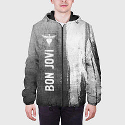 Куртка с капюшоном мужская Bon Jovi - grey gradient по-вертикали, цвет: 3D-черный — фото 2