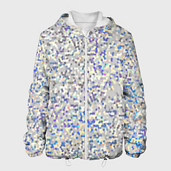 Куртка с капюшоном мужская Мелкая мозаика перламутровый серо-голубой, цвет: 3D-белый