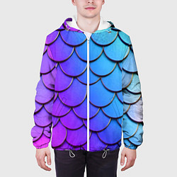 Куртка с капюшоном мужская Градиент на чешуе, цвет: 3D-белый — фото 2