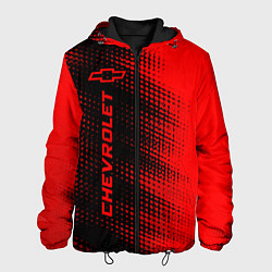 Куртка с капюшоном мужская Chevrolet - red gradient по-вертикали, цвет: 3D-черный
