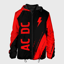 Куртка с капюшоном мужская AC DC - red gradient вертикально, цвет: 3D-черный