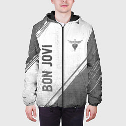 Куртка с капюшоном мужская Bon Jovi - white gradient вертикально, цвет: 3D-черный — фото 2