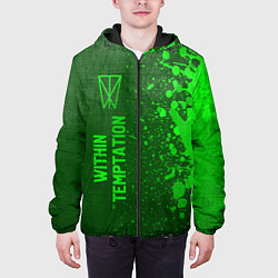 Куртка с капюшоном мужская Within Temptation - green gradient по-вертикали, цвет: 3D-черный — фото 2