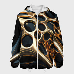 Куртка с капюшоном мужская Черно-золотая абстракция, цвет: 3D-белый