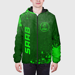 Куртка с капюшоном мужская Saab - green gradient вертикально, цвет: 3D-черный — фото 2