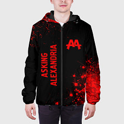 Куртка с капюшоном мужская Asking Alexandria - red gradient вертикально, цвет: 3D-черный — фото 2