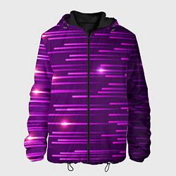 Куртка с капюшоном мужская Цветные светящиеся полосы, цвет: 3D-черный