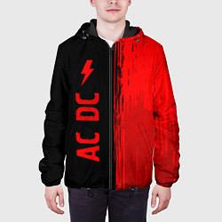 Куртка с капюшоном мужская AC DC - red gradient по-вертикали, цвет: 3D-черный — фото 2