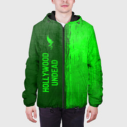 Куртка с капюшоном мужская Hollywood Undead - green gradient по-вертикали, цвет: 3D-черный — фото 2