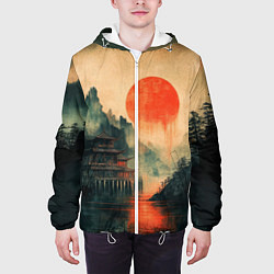 Куртка с капюшоном мужская Старый Японский монастырь, цвет: 3D-белый — фото 2