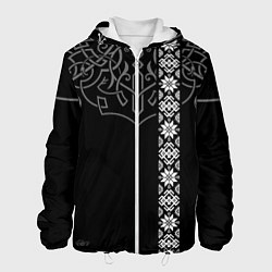 Куртка с капюшоном мужская Славянские символы традиции народа, цвет: 3D-белый