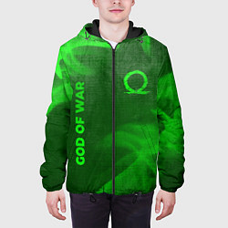 Куртка с капюшоном мужская God of War - green gradient вертикально, цвет: 3D-черный — фото 2