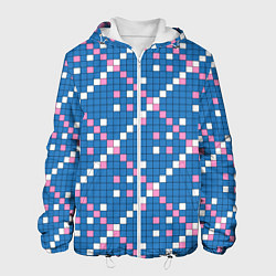 Мужская куртка Синяя розовая с белым плитка