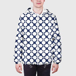 Куртка с капюшоном мужская Серо-белый узор в клетку и горох ретро, цвет: 3D-белый — фото 2