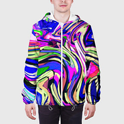 Куртка с капюшоном мужская Абстракция пластика синий, цвет: 3D-белый — фото 2