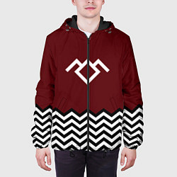 Куртка с капюшоном мужская Твин Пикс - лого, цвет: 3D-черный — фото 2